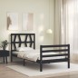 vidaXL Estructura de cama con cabecero madera maciza negro 100x200 cm vidaXL Estructura de cama con cabecero madera maciza negro 100x200 cm