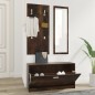 vidaXL Set mueble zapatero 3 en 1 madera contrachapada roble ahumado vidaXL Set mueble zapatero 3 en 1 madera contrachapada roble ahumado