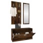 vidaXL Set mueble zapatero 3 en 1 madera contrachapada roble ahumado vidaXL Set mueble zapatero 3 en 1 madera contrachapada roble ahumado