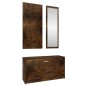 vidaXL Set mueble zapatero 3 en 1 madera contrachapada roble ahumado vidaXL Set mueble zapatero 3 en 1 madera contrachapada roble ahumado