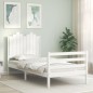vidaXL Estructura de cama con cabecero madera maciza blanco 90x200 cm vidaXL Estructura de cama con cabecero madera maciza blanco 90x200 cm