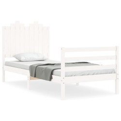 vidaXL Estructura de cama con cabecero madera maciza blanco 90x200 cm