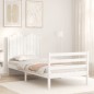 vidaXL Estructura de cama con cabecero madera maciza blanco 90x200 cm vidaXL Estructura de cama con cabecero madera maciza blanco 90x200 cm