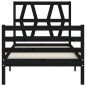 vidaXL Estructura de cama con cabecero madera maciza negro 100x200 cm vidaXL Estructura de cama con cabecero madera maciza negro 100x200 cm