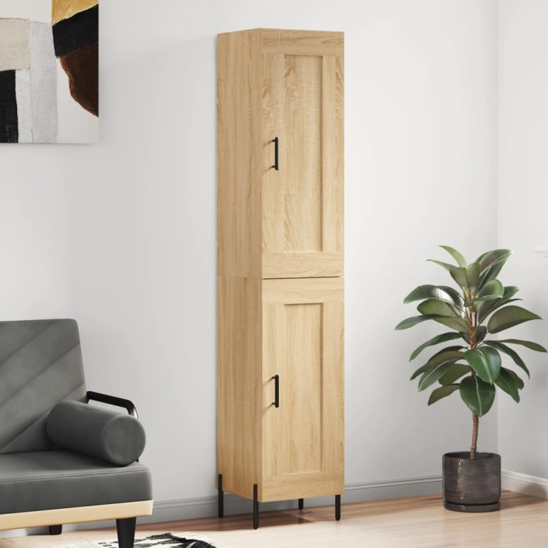 vidaXL Aparador de madera contrachapada roble Sonoma 34,5x34x180 cm