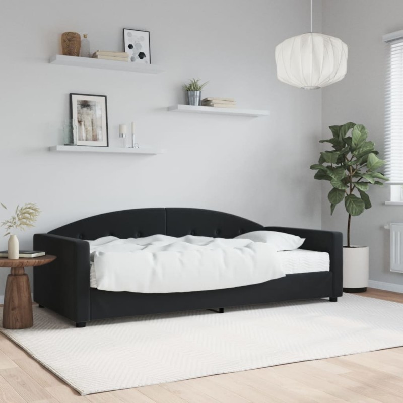 vidaXL Sofá cama con colchón terciopelo negro 90x190 cm vidaXL Sofá cama con colchón terciopelo negro 90x190 cm