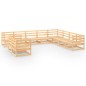 vidaXL Juego de muebles de jardín 10 piezas madera maciza de pino