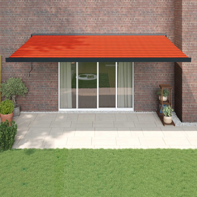 vidaXL Toldo retráctil aluminio y tela naranja y marrón 5x3 m
