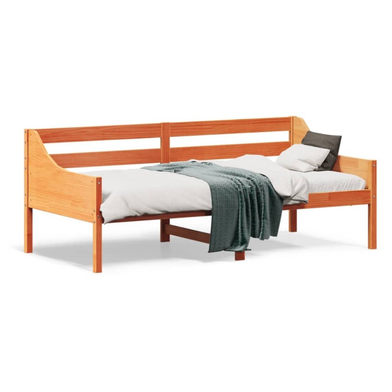 vidaXL Sofá cama de madera maciza de pino marrón cera 90x190 cm vidaXL Sofá cama de madera maciza de pino marrón cera 90x190 cm