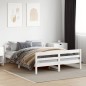 vidaXL Estructura de cama con cabecero madera pino blanco 120x200 cm vidaXL Estructura de cama con cabecero madera pino blanco 120x200 cm