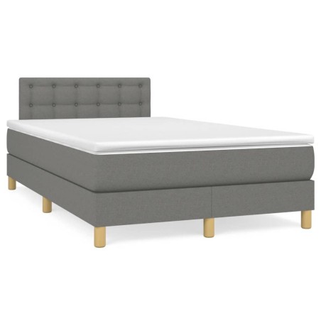 vidaXL Cama box spring con colchón y LED tela marrón oscuro 120x190 cm