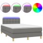 vidaXL Cama box spring con colchón y LED tela marrón oscuro 120x190 cm