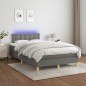 vidaXL Cama box spring con colchón y LED tela marrón oscuro 120x190 cm