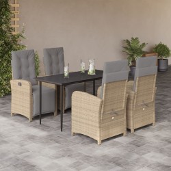 vidaXL Set comedor de jardín 5 pzas con cojines ratán sintético beige