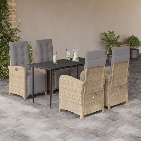 vidaXL Set comedor de jardín 5 pzas con cojines ratán sintético beige