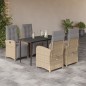 vidaXL Set comedor de jardín 5 pzas con cojines ratán sintético beige vidaXL Set comedor de jardín 5 pzas con cojines ratán sintético beige