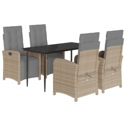 vidaXL Set comedor de jardín 5 pzas con cojines ratán sintético beige