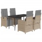 vidaXL Set comedor de jardín 5 pzas con cojines ratán sintético beige vidaXL Set comedor de jardín 5 pzas con cojines ratán sintético beige