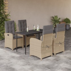 vidaXL Set comedor de jardín 5 pzas con cojines ratán sintético beige