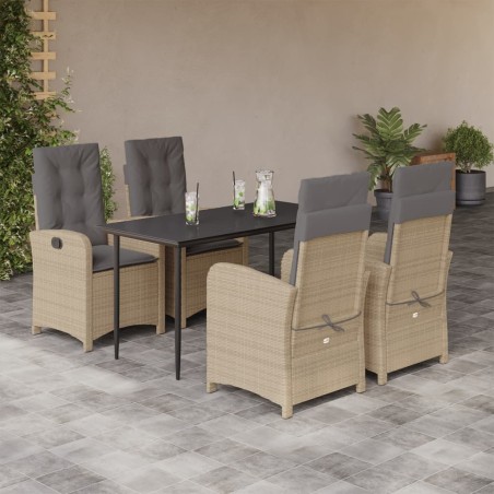 vidaXL Set comedor de jardín 5 pzas con cojines ratán sintético beige
