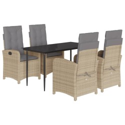 vidaXL Set comedor de jardín 5 pzas con cojines ratán sintético beige