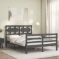 vidaXL Estructura de cama con cabecero madera maciza gris 140x200 cm vidaXL Estructura de cama con cabecero madera maciza gris 140x200 cm
