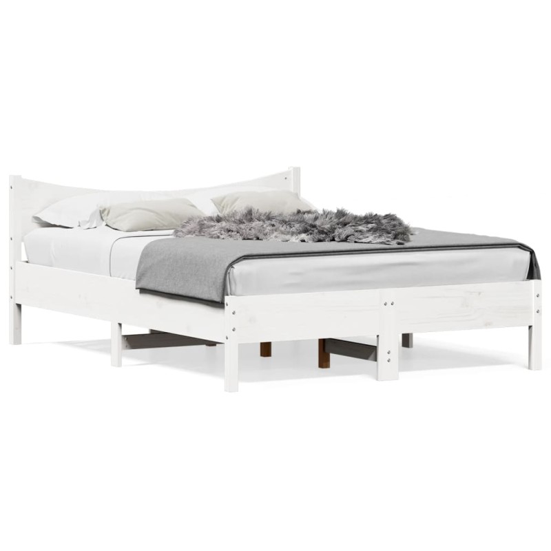 vidaXL Estructura de cama madera maciza de pino blanco 120x200 cm