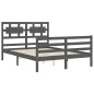 vidaXL Estructura de cama con cabecero madera maciza gris 140x200 cm vidaXL Estructura de cama con cabecero madera maciza gris 140x200 cm