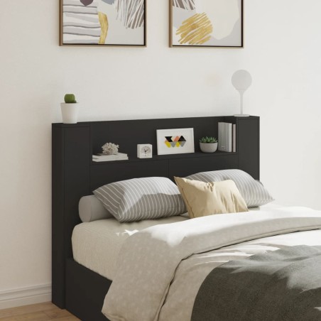 vidaXL Cabecero de cama con luz LED negro 140x16,5x103,5 cm
