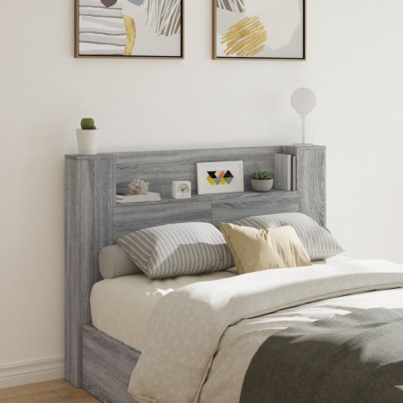 vidaXL Cabecero de cama con luz LED gris Sonoma 140x16,5x103,5 cm