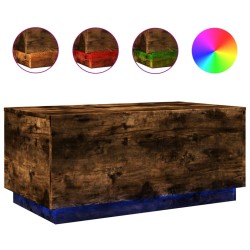 vidaXL Mesa de centro con luces LED roble ahumado 90x50x40 cm