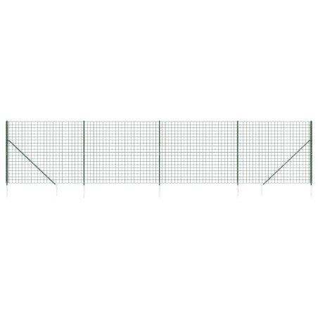 vidaXL Cerca de alambre con pinchos de anclaje verde 1,4x10 m