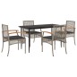 vidaXL Set comedor de jardín 5 piezas con cojines ratán sintético gris vidaXL Set comedor de jardín 5 piezas con cojines ratán sintético gris