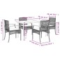 vidaXL Set comedor de jardín 5 piezas con cojines ratán sintético gris vidaXL Set comedor de jardín 5 piezas con cojines ratán sintético gris