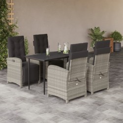 vidaXL Set comedor de jardín 5 pzas cojines ratán sintético gris claro