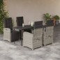 vidaXL Set comedor de jardín 5 pzas cojines ratán sintético gris claro vidaXL Set comedor de jardín 5 pzas cojines ratán sintético gris claro