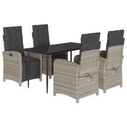 vidaXL Set comedor de jardín 5 pzas cojines ratán sintético gris claro
