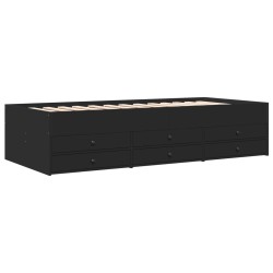 vidaXL Tumbona con cajones madera de ingeniería negro 75x190 cm