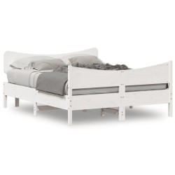 vidaXL Estructura de cama con cabecero madera pino blanco 140x200 cm