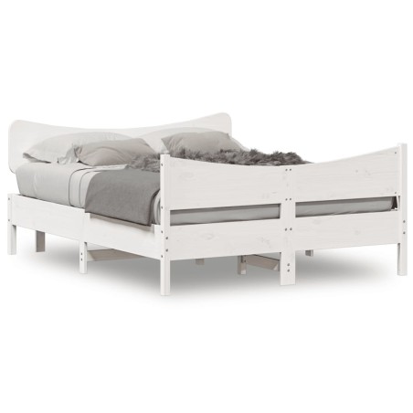 vidaXL Estructura de cama con cabecero madera pino blanco 140x200 cm