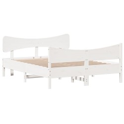 vidaXL Estructura de cama con cabecero madera pino blanco 140x200 cm
