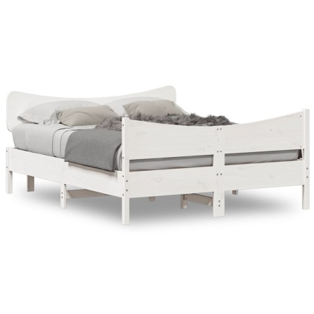 vidaXL Estructura de cama con cabecero madera pino blanco 140x190 cm