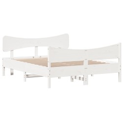 vidaXL Estructura de cama con cabecero madera pino blanco 140x190 cm