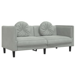 vidaXL Sofá con cojines 2 plazas terciopelo gris claro