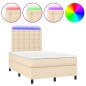 vidaXL Cama box spring con colchón y luces LED tela crema 120x190 cm vidaXL Cama box spring con colchón y luces LED tela crema 120x190 cm