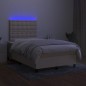 vidaXL Cama box spring con colchón y luces LED tela crema 120x190 cm vidaXL Cama box spring con colchón y luces LED tela crema 120x190 cm