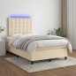 vidaXL Cama box spring con colchón y luces LED tela crema 120x190 cm vidaXL Cama box spring con colchón y luces LED tela crema 120x190 cm