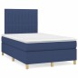 vidaXL Cama box spring con colchón y luces LED tela azul 120x190 cm vidaXL Cama box spring con colchón y luces LED tela azul 120x190 cm