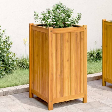 vidaXL Jardinera con forro madera maciza de acacia 42x42x75 cm