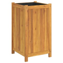 vidaXL Jardinera con forro madera maciza de acacia 42x42x75 cm